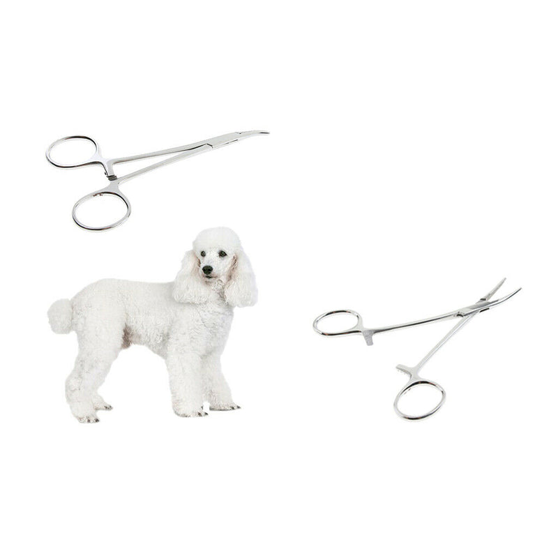2 Pcs Dog Ear Cleaning Pliers Hair Clamp Tweezers Pet Forceps Curved Small