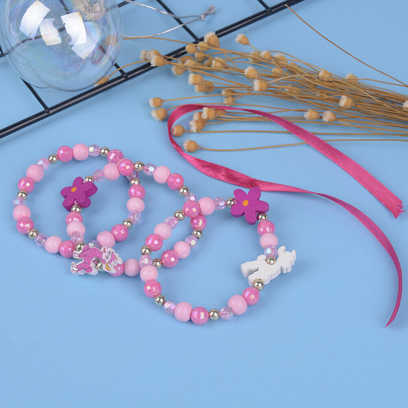 1 Set/3Pcs Cartoon sheep wood beads girls jewelry set kids children bracelME