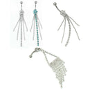 1x Stainless Steel Tassel Chain Dangle Navel Belly Button Curved Barbel YUE