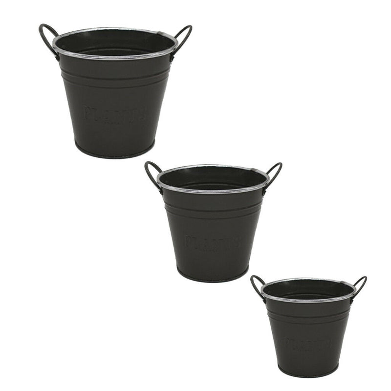 1xNordic Garden Planter Flower Plant Bucket for Weeding Decor- Dark Gray