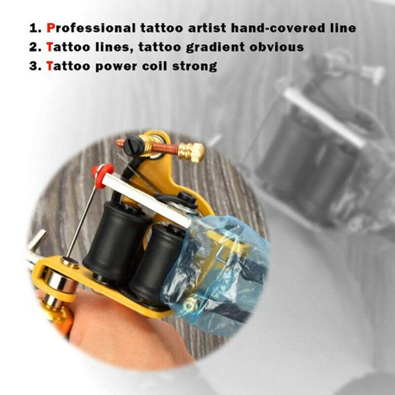 Black Tattoo Machine 10 Wraps Set Parts Supply Tattoo Body Art LinerB Kw