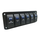 Waterproof 6 Gang 2LED Light Rocker Switch Panel Circuit Breaker 12V boat m