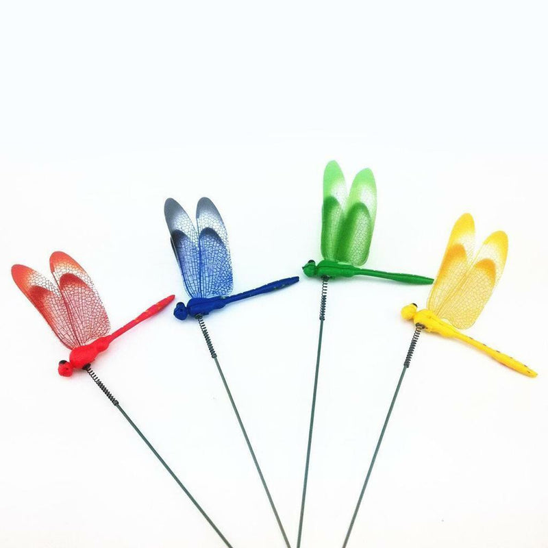 50pcs Beautiful Red Dragonfly Stakes Garden Potted Plant Flower Pot Decor