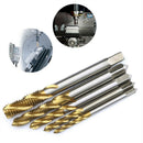 5Pcs/Set Titanium Spiral Flut-e Tap M3 M-4 M5 M6 M8 High Speed Steel HSS Screw