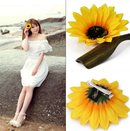 2Pcs Yellow Sunflower Flower Hair Clip Accessories Barrettes Wedding Party Decor
