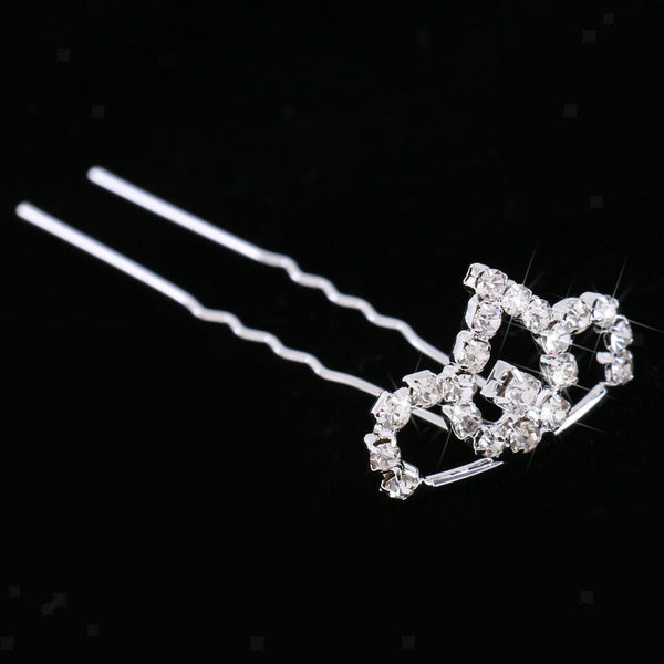 5pcs Wedding Party Delicate Mini Tiara Crystal Crown U-Shaped Hairpins