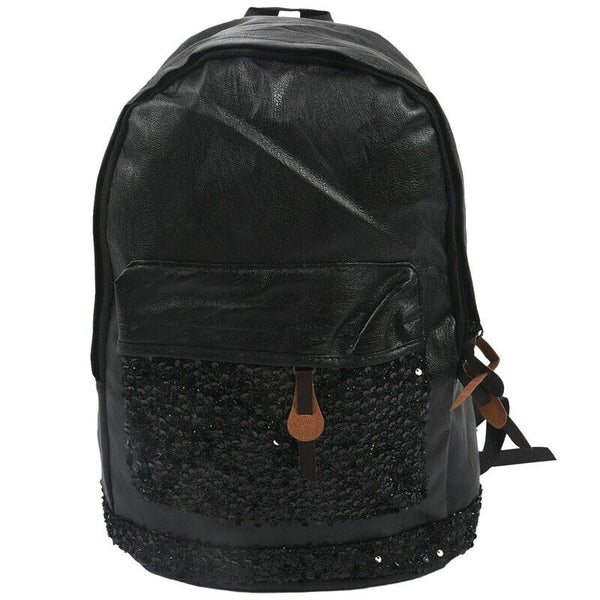 Fashion Women Backpack Big Crown Embroidered Sequins Backpack Women Leather V8M6