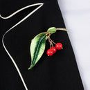Enamel Cherry Piercing Brooch Pin Collar Decor Badge Corsage Jewelry Women G JR