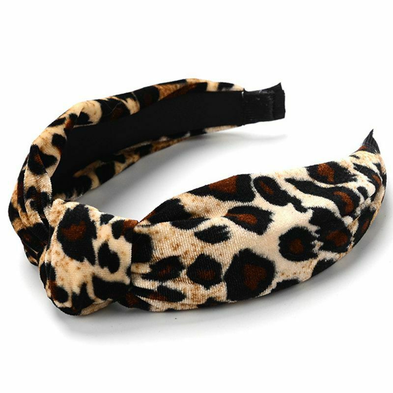 5X(Leopard Twist Knot Pattern Headband Sweet Chiffon Print Hair Band Fashi G4C1)