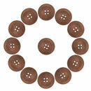 50 PC Brown Wood Sewing Buttons Scrapbooking 4 Holes Round 25mm Dia UK