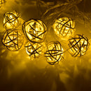 20 Luminaria Led Rattan Balls Fairy String Decorative Lights Battery Operated ME