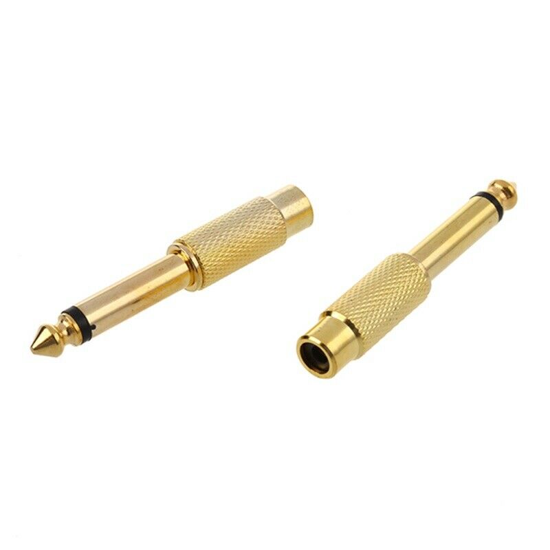 Fasdga 5pcs 6.35mm 1/4inch Male Mono Plug To RCA Female Jack Audio Adapter  A5O1