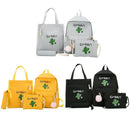 4Pcs Canvas School Backpack Set for Teenage Girls Cactus Printing Shoulder