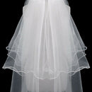 Women Wedding Veil Dress White Bowknot Layers Tulle Ribbon Edge Bridal Veil