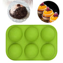 5x Round Silicone 6 Holes Semi-Sphere Non Stick Mold Cake Baking Mould Green