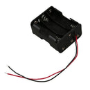 15cm Leads Dual Layers Black Plastic 6 x 1.5V AA Battery Case Holder I5L4