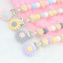 Silicone Wood Beads Baby Pacifier Clip Chain Cute Flower Crown Pacifier Cli D5N1