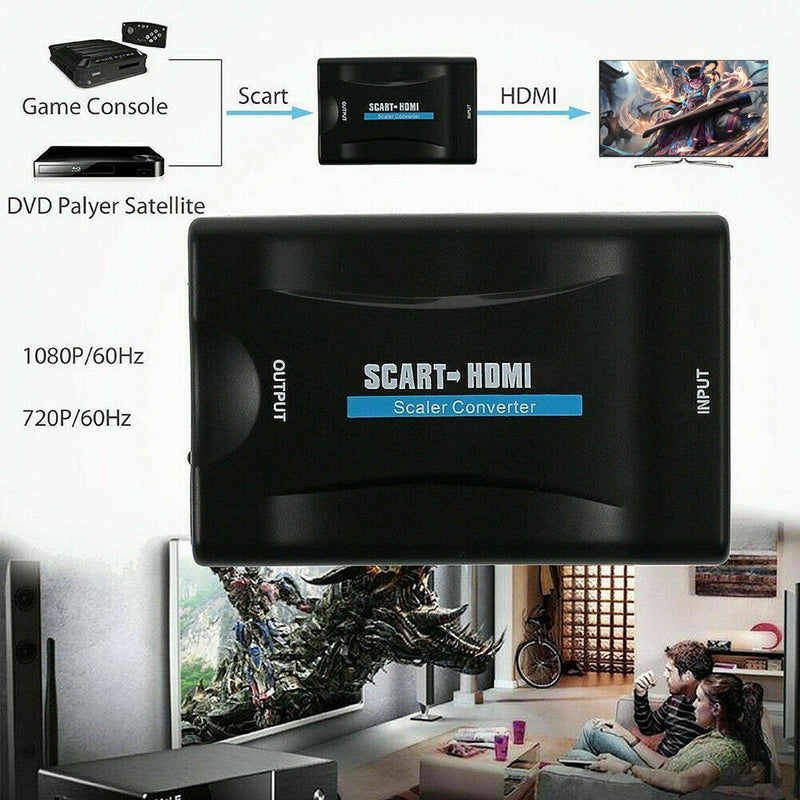 1080P SCART to HDMI Video Audio Upscale Converter HD Receiver TV (US) A