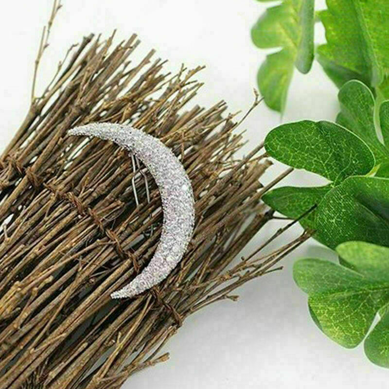 Ladies Crystal Rhinestone Moon Hairpin Barrette Hair Retro!. clip New
