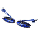 Pair Motorcycle Universal CNC Blue Handlebar 10mm/8mm Rear View Side Mirror