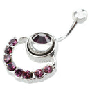 316L Surgical Stainless Steel Navel Piercing + Rhinestone Purple Q2I1