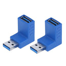 2 Pieces 90 Degree USB 3.0 up Down Male to Female Extension Adapter Coupler