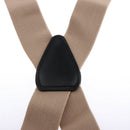 Men's Y-Shaped Adjustable Suspenders 4 Metal Clips, Elastic Straps Khaki