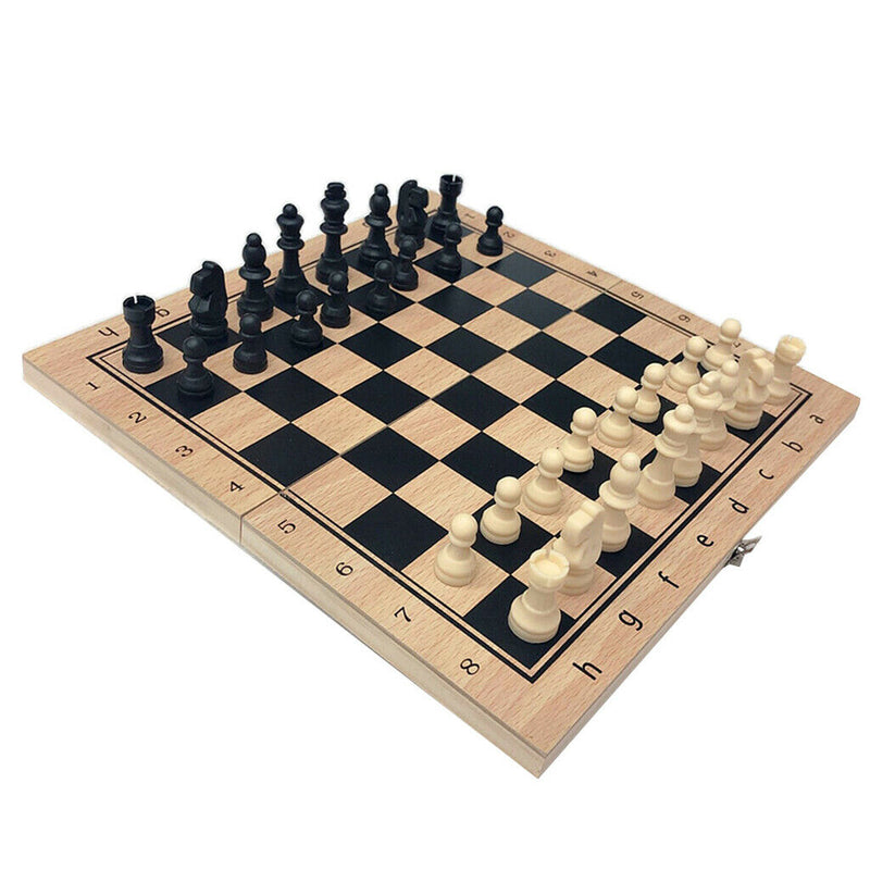 Folding Chess Board Wooden Chess Set 3 1 Board Game for Chess Lovers 29x29cm