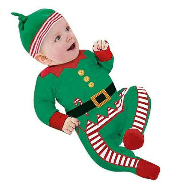Baby Boys Girls Overalls Romper Christmas costume Clothing Sets with Hat Gr V6C3