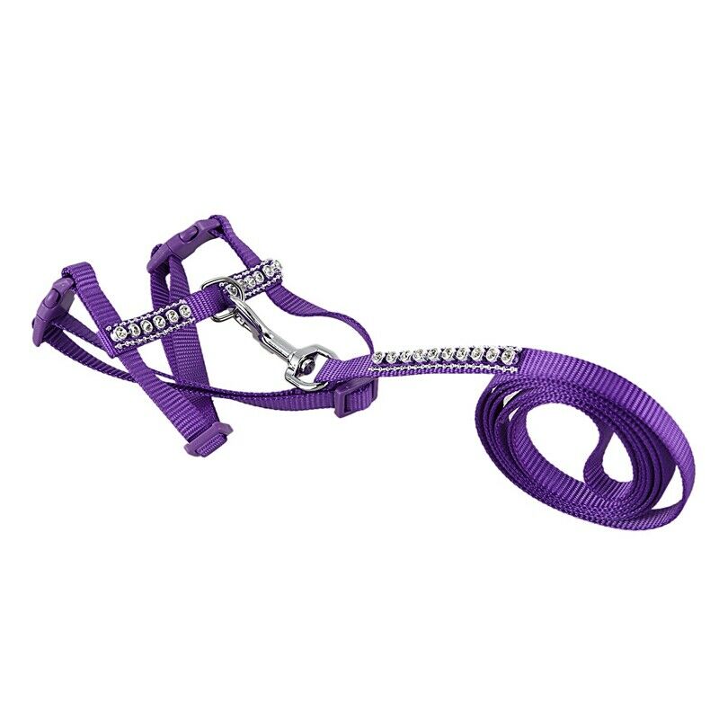 Pet Dog Puppy Adjustable Training Harness Leash Traction Rope Purple L1X8