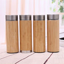 Natural Bamboo 500Ml Stainless Steel Liner Vacuum Flask Insulation Bottle BaJ5J8
