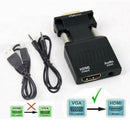 Black HDMI Female to VGA Male Converter with Audio Adapter Support HD Equipment