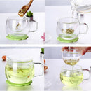 3X 350ml Heat Resistant Glass Round Shaped Tea Cup Flower Teacup w/Infuser JPG