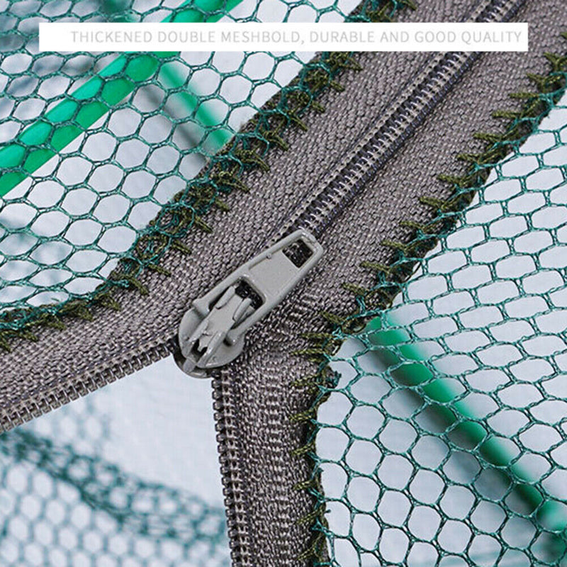 6 Sides 12 Holes Automatic Fishing Net NylonÃ‚Â Crab Fish Trap ShrimpÃ‚Â Cage (D) A