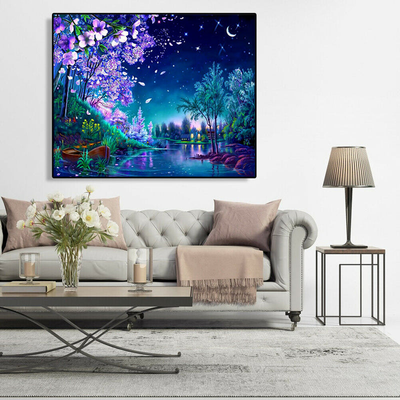 Painting By Numbers Kit DIY Night Scene Hand Painted Canvas Oil Art Picture