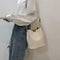 Simple Pure Women Leather Shoulder Bags Casual Messenger Bucket (White)