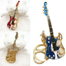 Fashion Guitar Metal Rhinestone Crystal Key Ring Chain Keychain Lover Gi HRM