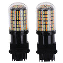 2Pcs 3157 4157NA LED Switchback DUAL White Amber Signal Parking LED BulbsFT