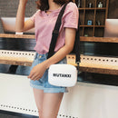 New Korean Fashion Print Letter Bag Casual Simple Shoulder Bag Black