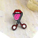 Creative Red Lip Brooch Fashion Scissors Pins Badge Backpack Jacket Gift