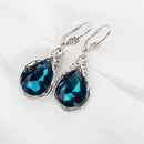 Blue Crystal Rhinestone Drop Dangle Earrings Ear Studs Woman Wedding Jewelry  JR