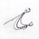 Men's Luxury Fashion Royal Black Tassels Gem Brooch Pin Lapel Party Corsage