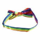 Mens Tuxedo Rainbow Stripe Woven Bow Tie Bowtie Necktie