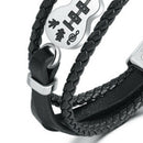 Stainless Steel Men'S Jewelry Leather Braided Bracelet Musical Instrument V