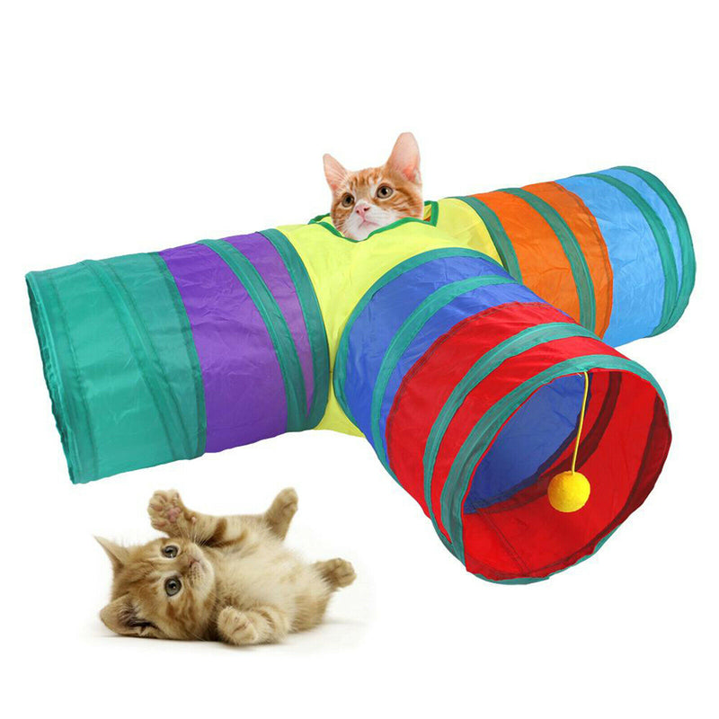 Cat Tunnel Crawl Tube Pop Up Peek Rabbit Small Dog Tunnels Hanging Ball