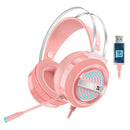 X9 Wired USB Gaming Headset 7.1 with Mic 7 LED Light for  PC Laptop Pink