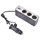 Black 3 Ways Multi Socket Car Cigarette Lighter Splitter USB Charger  SP