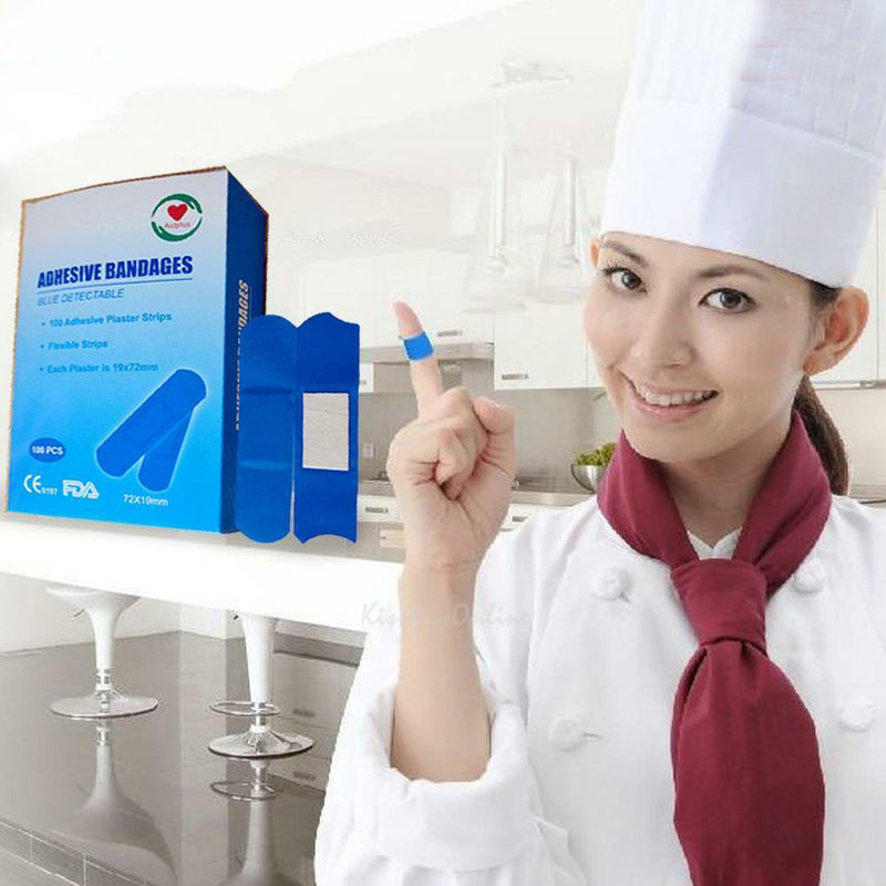 100pcs Blue Waterproof Medical Adhesive Bandage Wound Dressing Band Aid