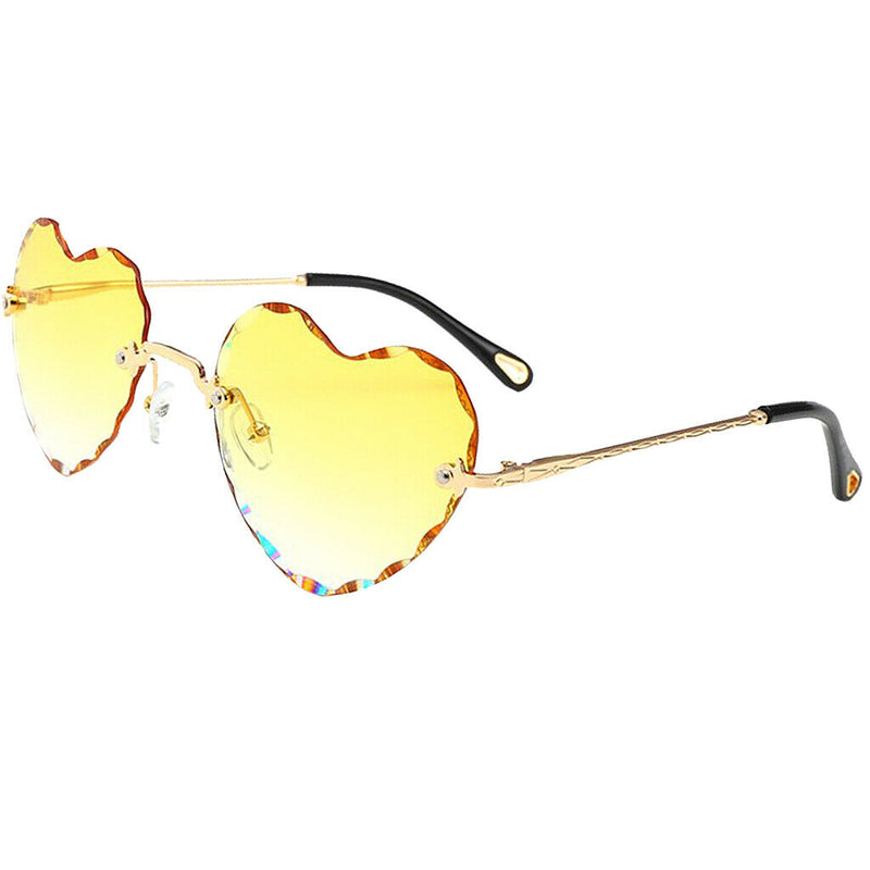 Set of 5 Heart Frame Rimless Sunglasses Classic Tinted Lens Eyewear Shades