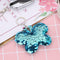 Butterfly Keychain Glitter Sequins Key Ring Women Car Bag Pendant (Blue) A#S
